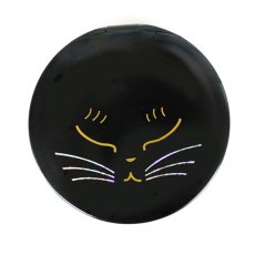 画像1: 黒猫コンパクトミラー黒（眠り） (1)