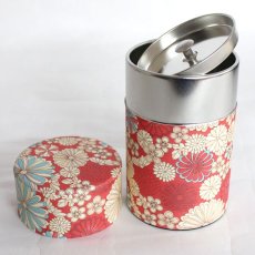 画像2: 菊 お茶缶 (レッド) (2)