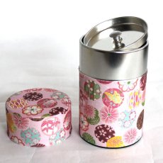画像2: 和風水玉柄 お茶缶 (ピンク) (2)