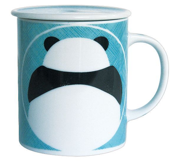 画像1: ほのぼのパンダ マグカップ(青) (1)