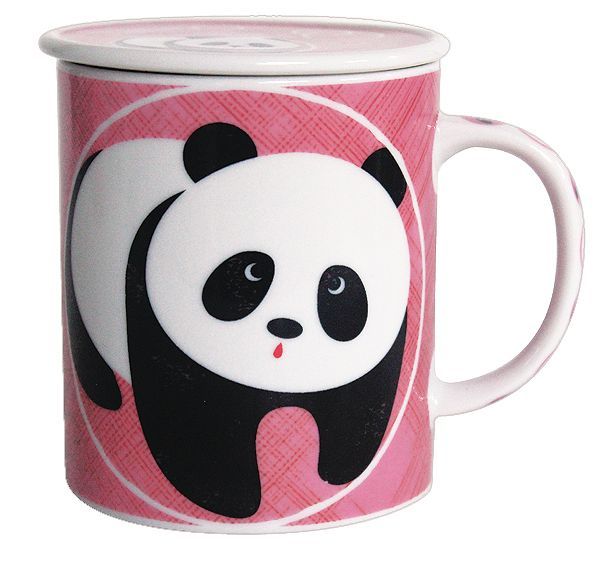 画像1: ほのぼのパンダ マグカップ(ピンク) (1)